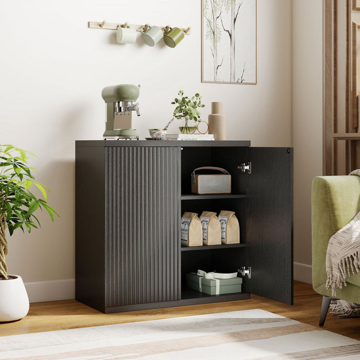 HOMCOM Sideboard Cabinet, Kitchen Cabinet with Soft-Close Door, Black Grey