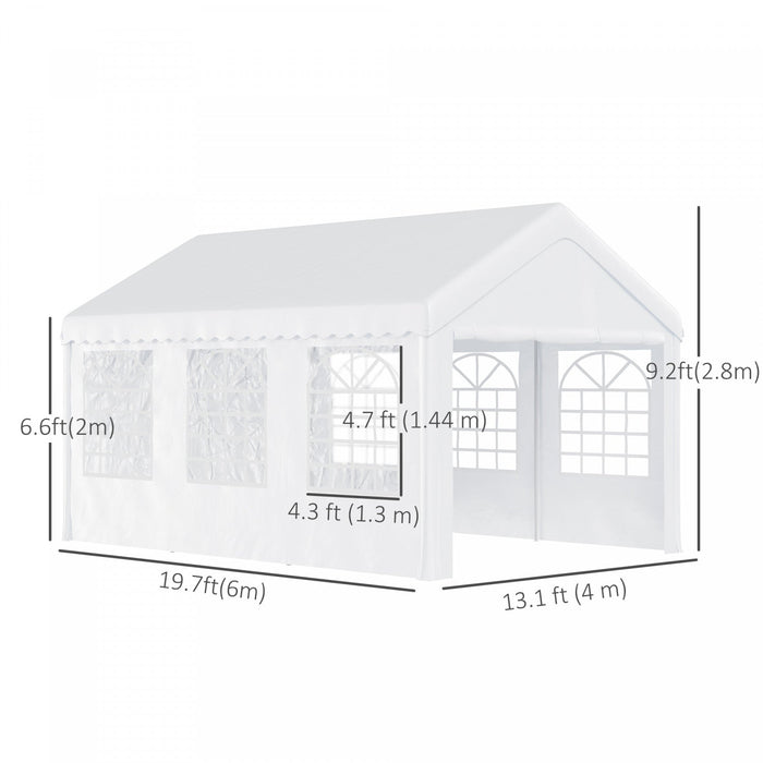 Outsunny 20'x13' Heavy Duty Party Tent, Carport Garage Canopy, Portable Sun Shelter With Sidewalls W