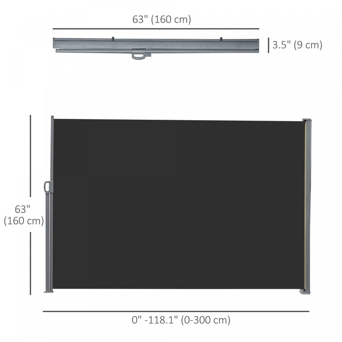 Outsunny Double Retractable Side Awning 236\" X 63\" Patio Screen Black