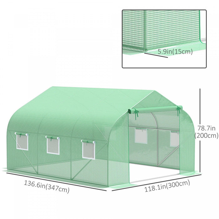 Outsunny Greenhouse Replacement Cover For 11.4' X 9.8' X 6.6' Walk-in Tunnel Pe Hot House Plastic Co