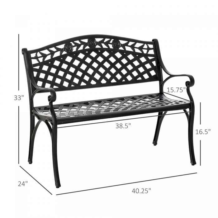 Outsunny 2-seater Aluminum Garden Bench Outdoor Loveseat Chair