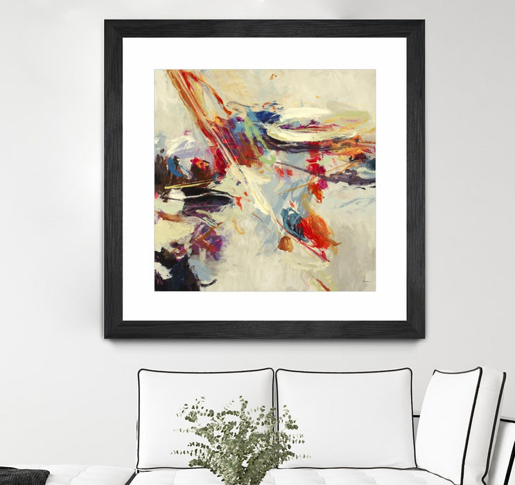 \"Positive Energy I\" Matted and Framed Black 36x36 Wall Art