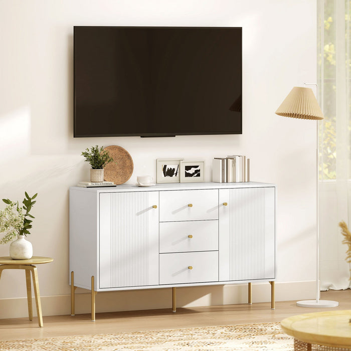 HOMCOM 47" Buffet Cabinet with 3 Drawers and 2 Doors Modern Sideboard White