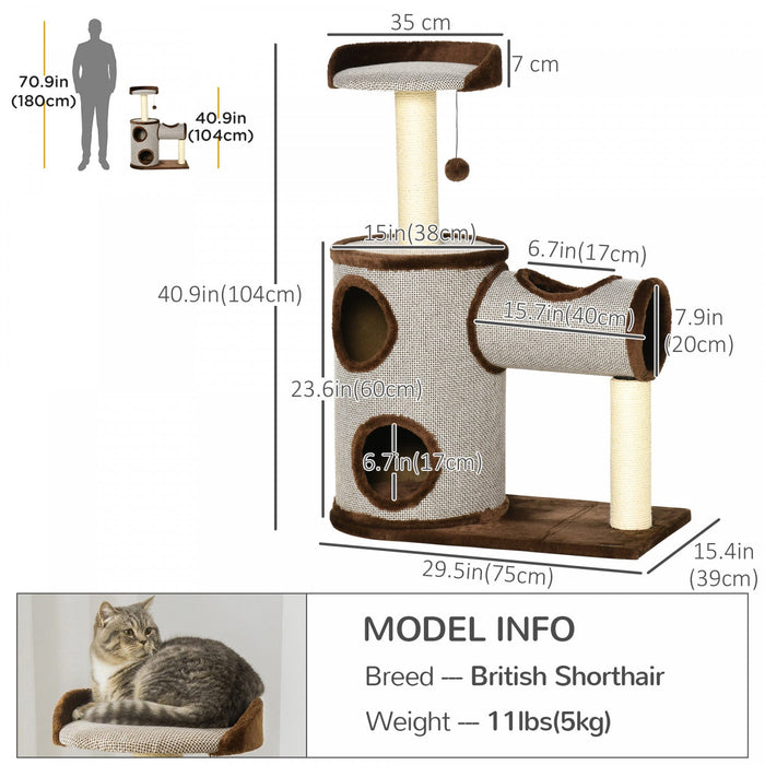 Pawhut Cat Tree Tower Indoor Cats Climbing Activity Center Kitten Furniture W/ Cat House, Bed, Scrat