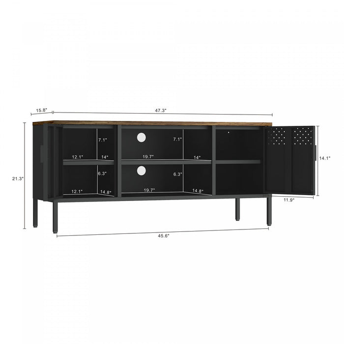 Landen Modern 47\" Metal Storage Cabinet in Black Armoire 