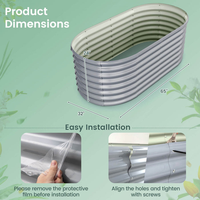 Costway 2 Pcs Raised Garden Bed Kit Planter Raised Garden Boxes Outdoor 65" X 32" X 24" Gray
