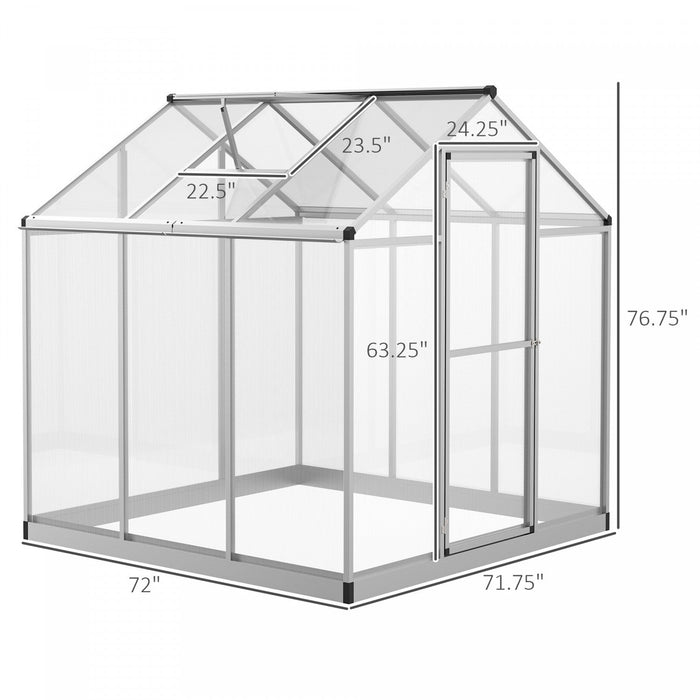 Outsunny 6' X 6' X 6.4' Walk-in Garden Greenhouse Polycarbonate Panels Plants Flower Growth Shed Col