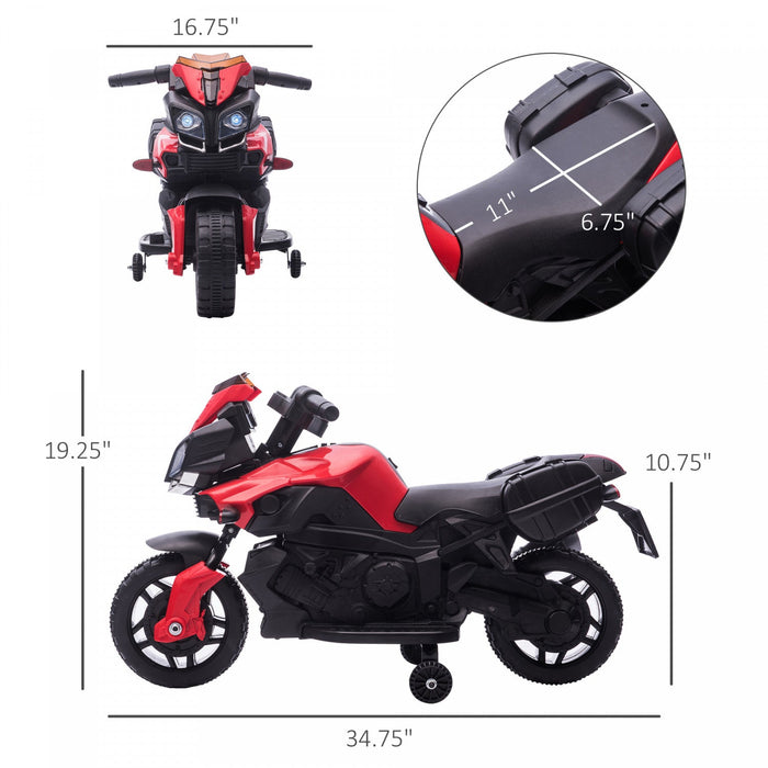 Aosom Kids Powered Ride-On Motorcycle, 6v Electric Battery Powered Dirt Bike W/ Training Wheels, Gif