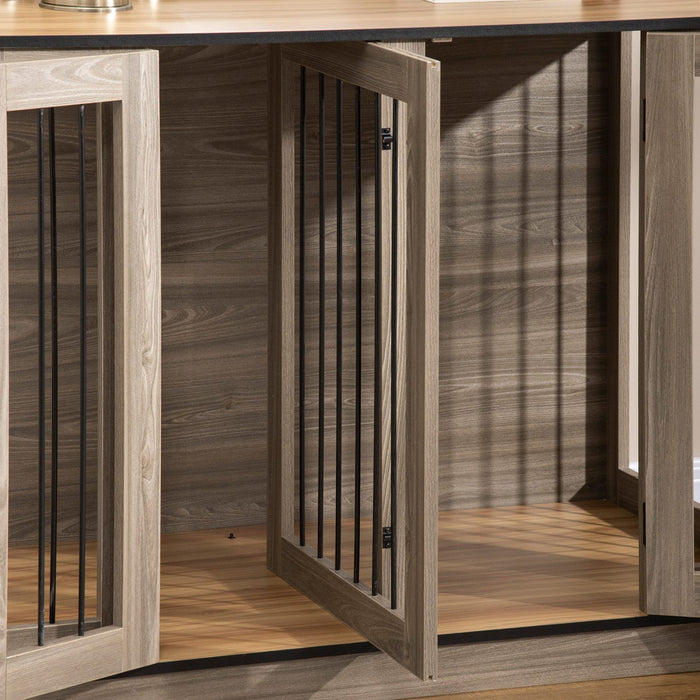 Pawhut Dog Crate Furniture With Divider Panel, Dog Kennel End Table For Large Dogs, Decorative Pet H