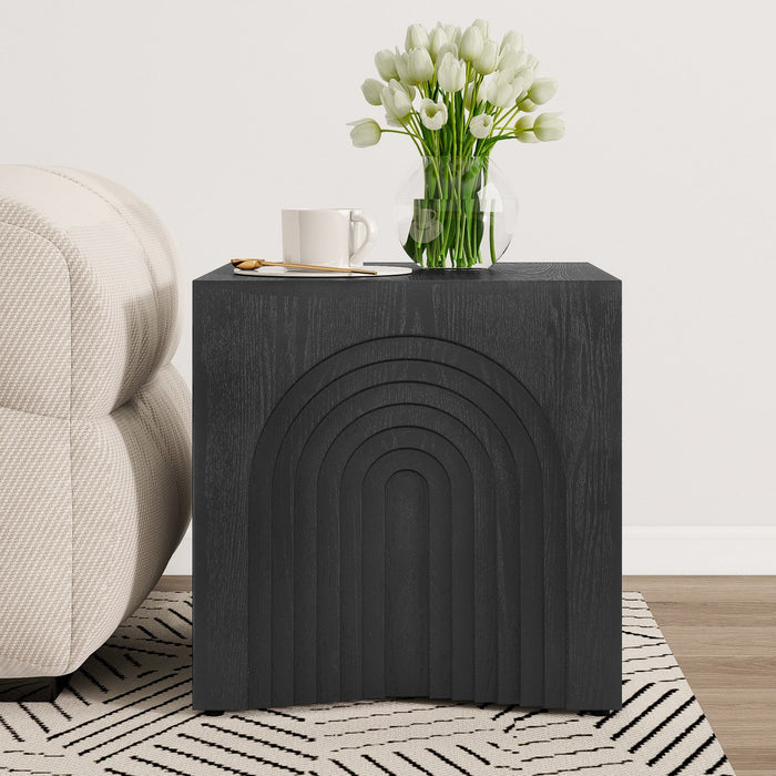 Grace Rustic End Table,Black  