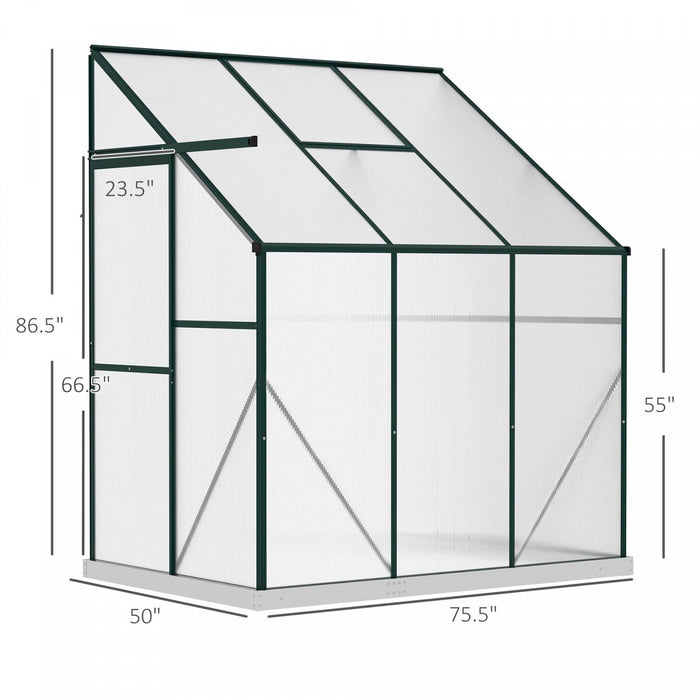 Outsunny 6' X 4' X 7' Aluminum Polycarbonate Lean-to Greenhouse, Outdoor Walk In Garden Green House 