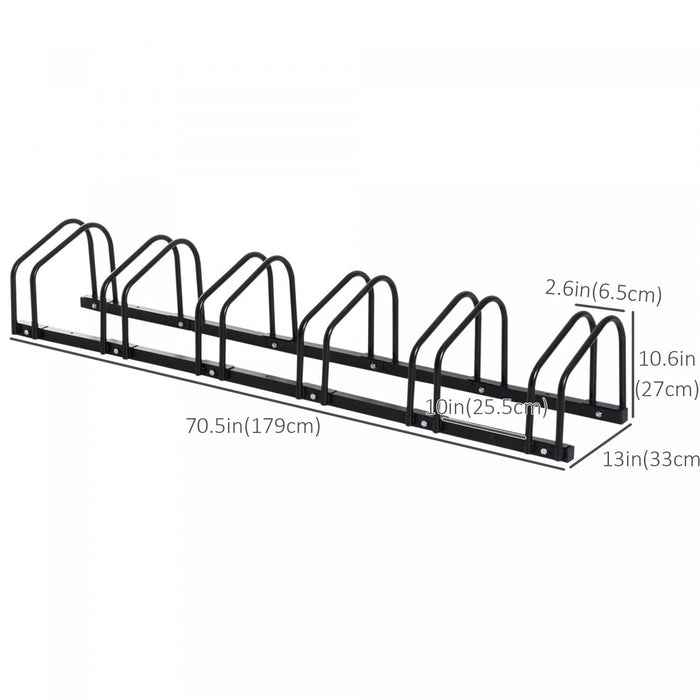 Soozier 6-bike Bicycle Floor Parking Rack Cycling Storage Stand Black