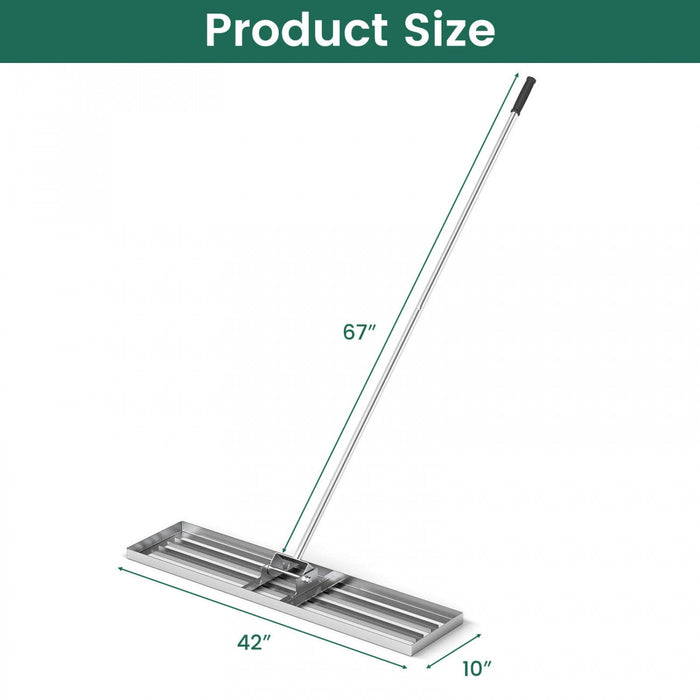Costway Lawn Leveling Rake 42" X 10" Heavy Duty Level Lawn Tool For Garden Backyard/lawn Silver