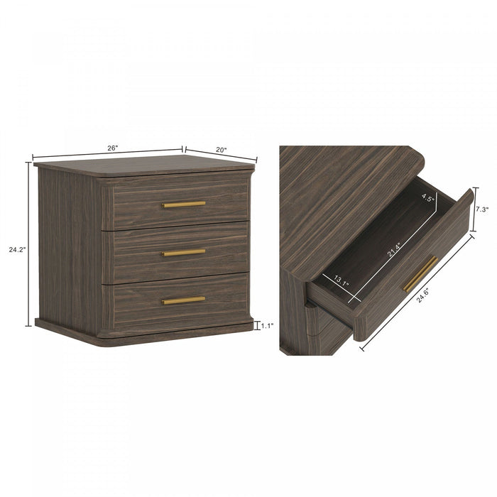 Clifford Traditional Nightstand in Walnut (3-Drawer) 