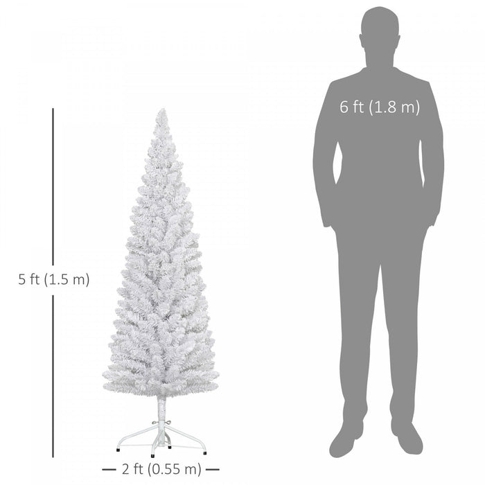 Homcom Snow Flocked Pencil Christmas Tree With Realistic Branch Tips White