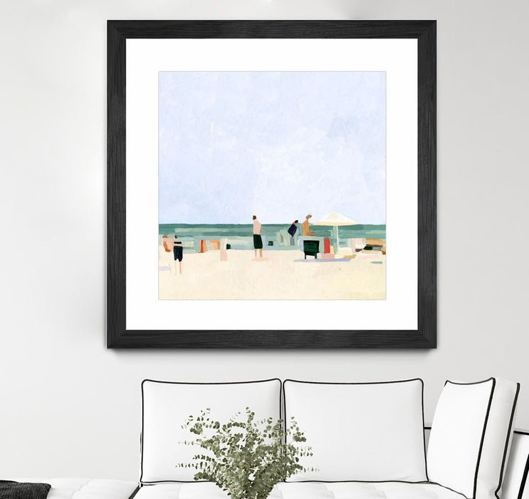 \"Family Vacation I\" Matted and Framed Black 30x30 Wall Art