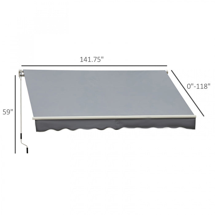Outsunny Retractable Awning Manual Sun Shade Shelter Grey