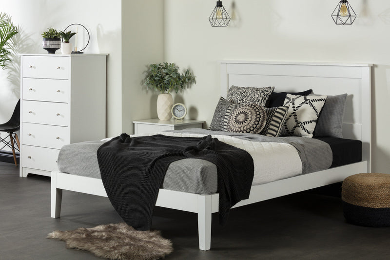 Vito Solid Wood Platform - Bed White 