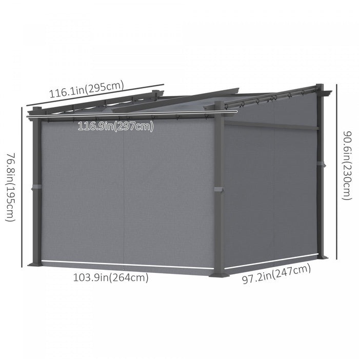 Outsunny 10' X 10' Metal Pergola With Sliding Roof Canopy, Retractable Pergola Canopy For Outdoor, P