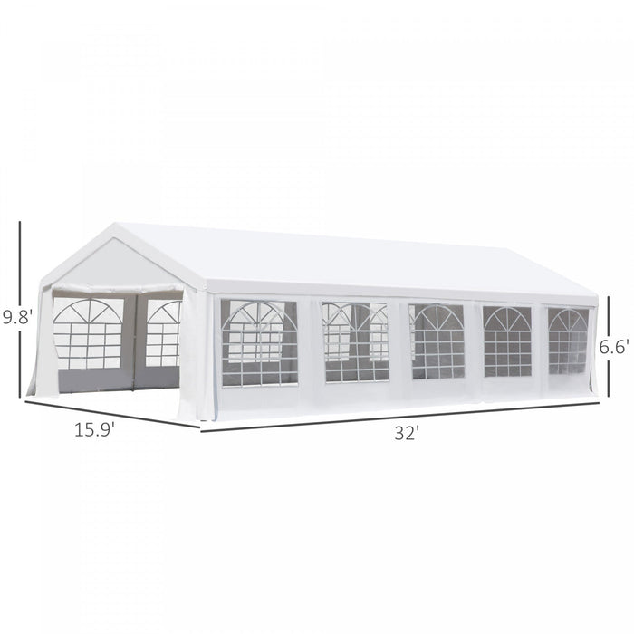 Outsunny 16'x32' Large Party Tent & Carport With Removable Sidewalls And Windows, Portable Garage Ca