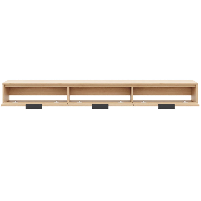 Nordika Slim 72\" Wall-Mounted TV Stand with 3 Storage Cabinets - Natural Blonde Oak 