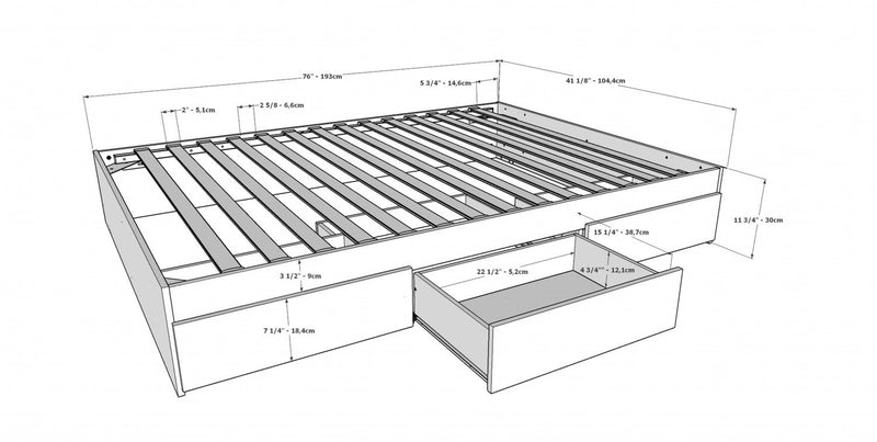 Nordika Twin Storage Platform Bed - Grey 