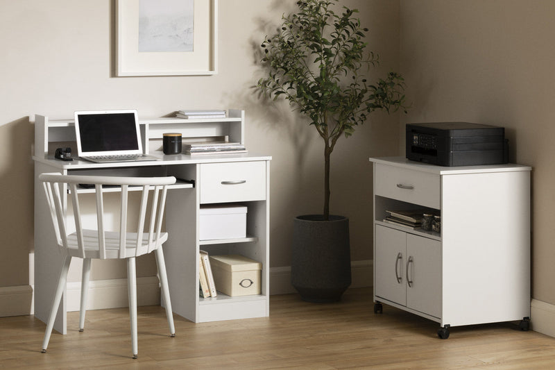 Axess Office Desk With Keyboard Tray And Drawer - Pure White 