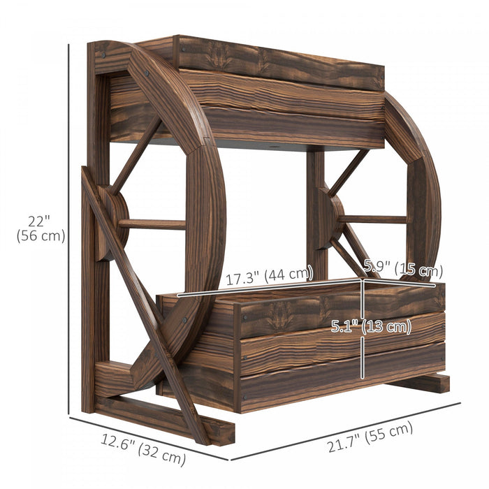 Outsunny 2-tier Raised Garden Bed, Wooden Wagon Planter Boxes With Drainage Holes, For Vegetables Fl