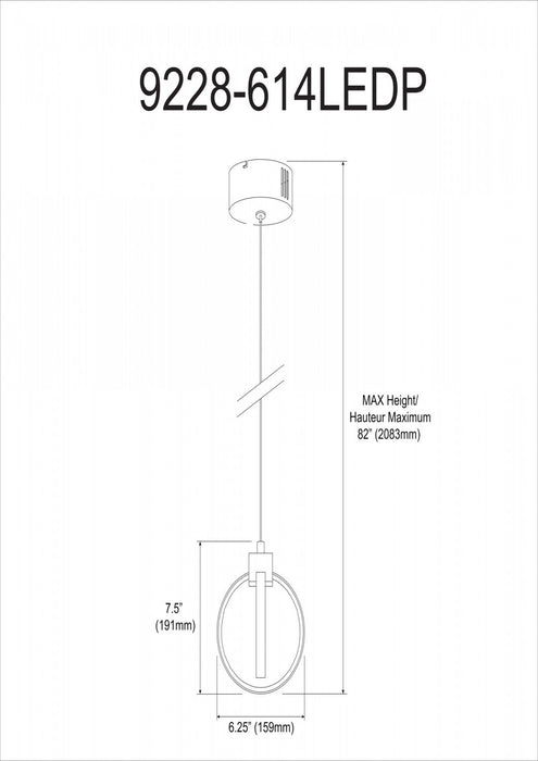 Dainolite Parson LED Pendant 14w Polished Chrome Finish White Silicone Diffuser Lamp