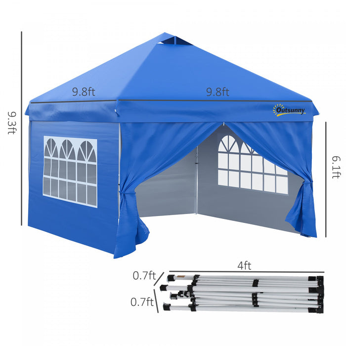 Outsunny 10' X 10' Pop Up Canopy Tent, Instant Sun Shelter, Tents For Parties, With Wheeled Carry Ba