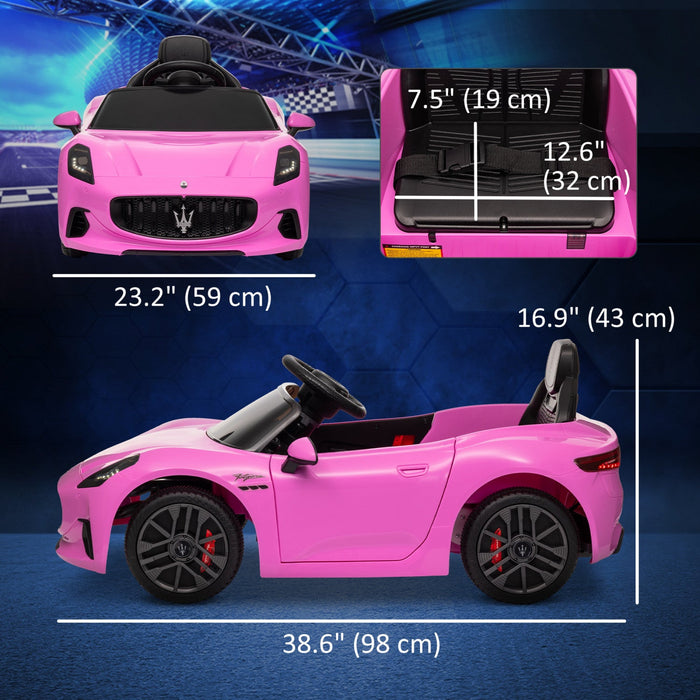 Qaba 12v Electric Powered Ride-On Car For Kids, Maserati Gran Turismo Licensed Battery Powered Kids 