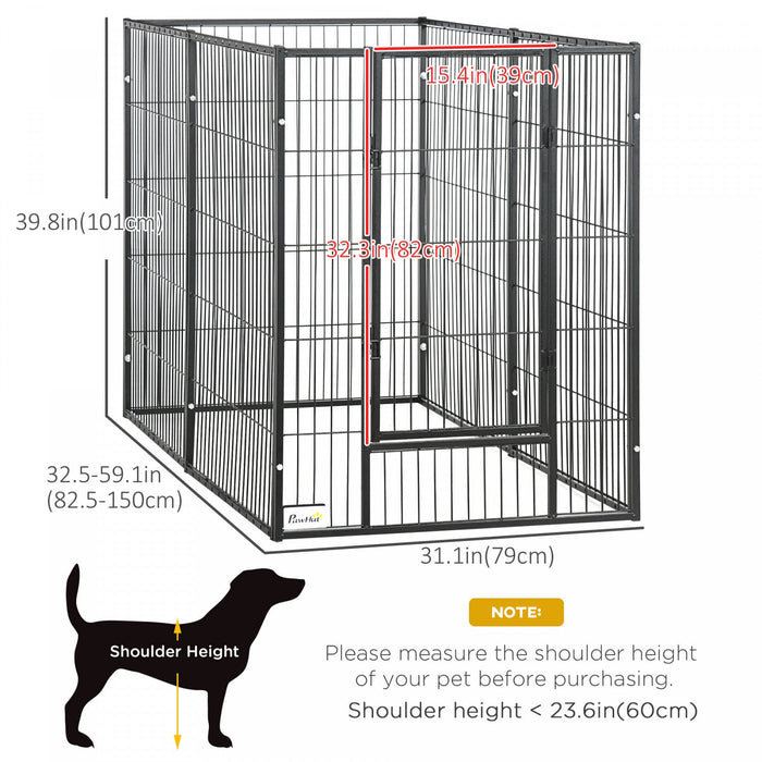 Pawhut 6 Panel Dog Playpen Dog Pen Metal Pet Fence For Outside Indoor, Adjustable Width, Heavy Duty 