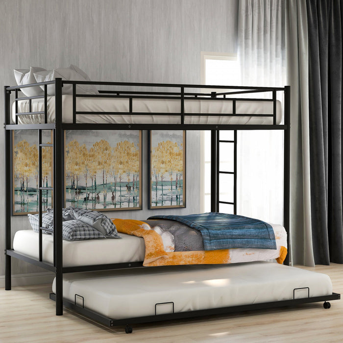 Tammy Space-saving Metal Twin Over Bunk Bed With Trundle - Black 
