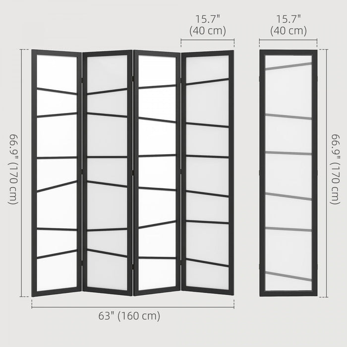 Homcom Folding Room Divider, 4 Panel Privacy Screen For Home Office, White