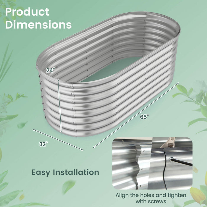 Costway 2 Pcs Raised Garden Bed Kit Planter Raised Garden Boxes Outdoor 65" X 32" X 24" Silver