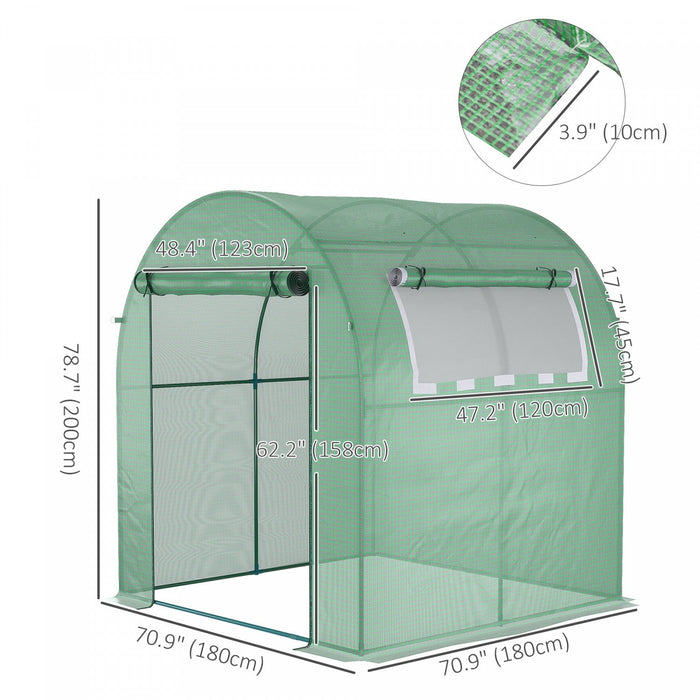 Outsunny 6' X 6' X 6.6' Walk-in Tunnel Greenhouse, Small Green House With Zippered Door And Roll-up 