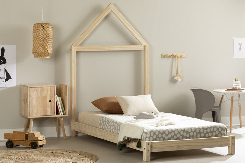 Sweedi Twin Bed with House Frame Headboard - Natural  