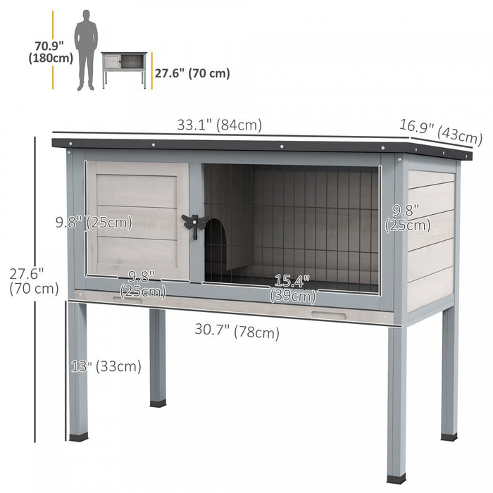 Pawhut Wooden Rabbit Hutch Bunny Small Animal House With Openable Asphalt Roof, Slide-out Tray, Indo