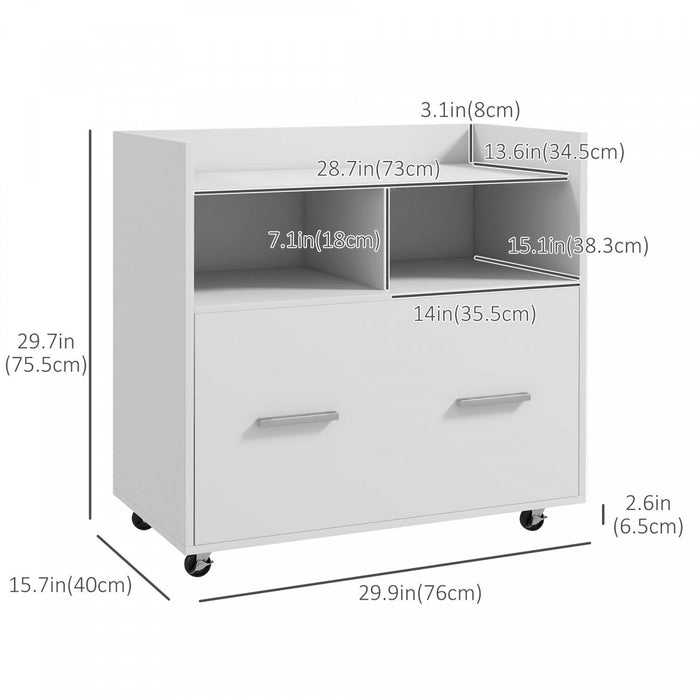 Vinsetto File Cabinet With Wheels Drawer For Letter A4 Legal Size