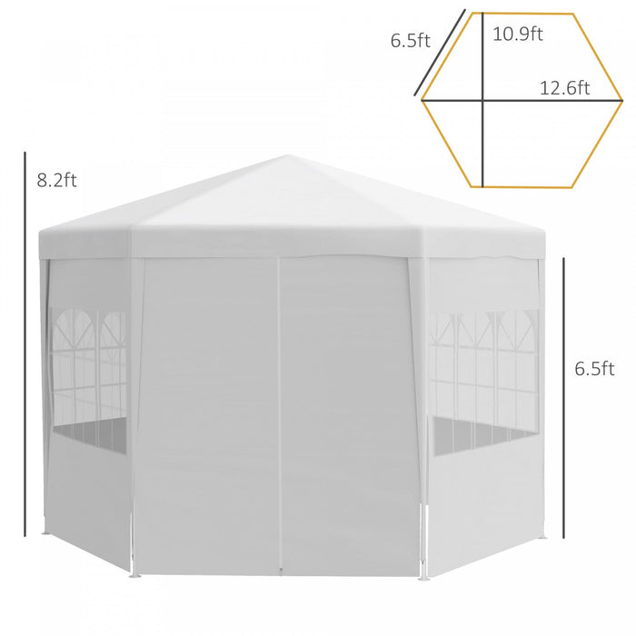 Outsunny 13 Ft. Gazebo Canopy Party Tent With 6 Removable Side Walls With Windows And Doors For Outd