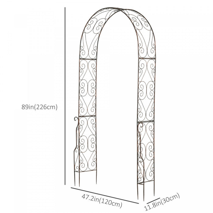 Outsunny 7.5ft Garden Metal Arch Outdoor Walkway Arbor For Decorative Climbing Vine Plants Patio Law