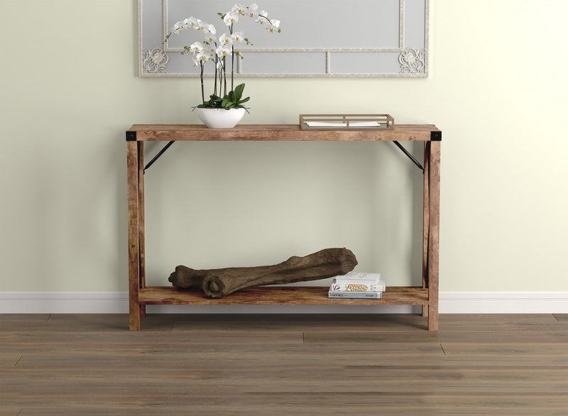 46” Console Table With 1 Shelf - Reclaimed Wood With Black Metal 