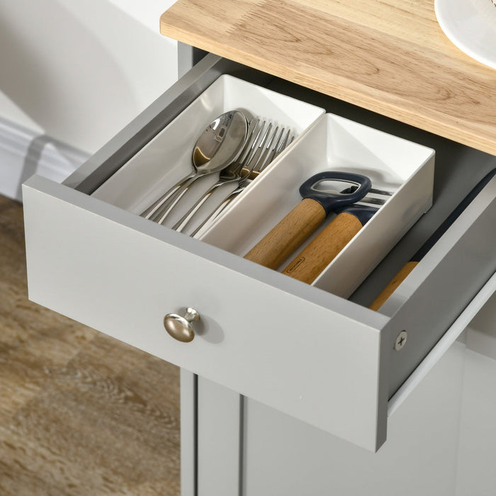 HOMCOM Coffee Bar Cabine, Kitchen Cabinet with Drawers, Grey