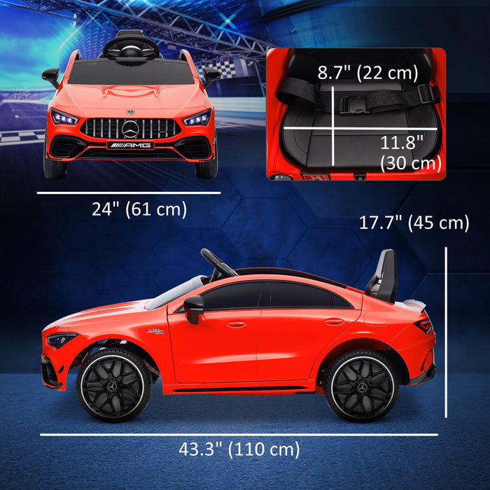 Qaba Mercedes-amg Cla 45 Licensed 12v Powered Ride-On Car, Battery Powered Kids Electric Car With Re