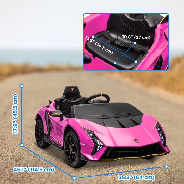 Qaba 12v Electric Car For Kids, Battery Powered Ride-On Lamborghini Autentica Licensed Kids Car With
