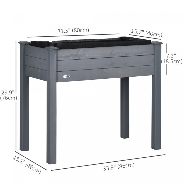 Outsunny 34\"x18\"x30\" Elevated Planter Box With Legs Wooden Patio Raised Garden Bed Outdoor Flower St