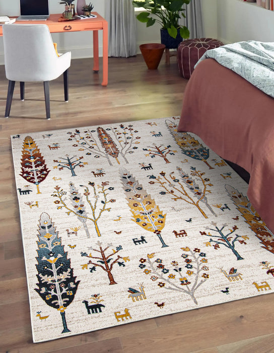 Pine Ivory Machine Washable Area Rug - 5'0\" x 7'0\"