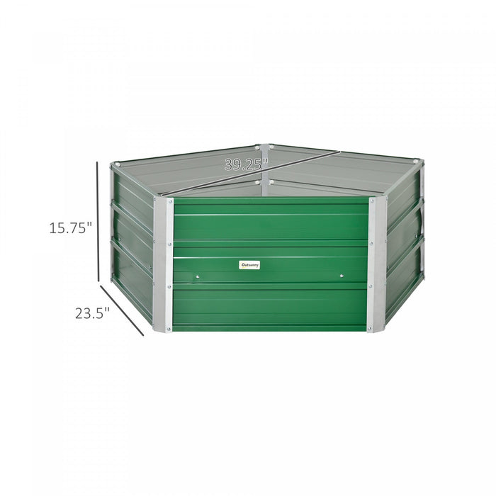 Outsunny Pentagon Galvanized Raised Garden Bed, Elevated Large Metal Planter Box W/ Install Gloves F