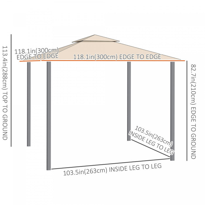 Outsunny 10' X 10' Outdoor Gazebo With Adjustable Dual Canopy, Double roof Gazebo Canopy, Three Size