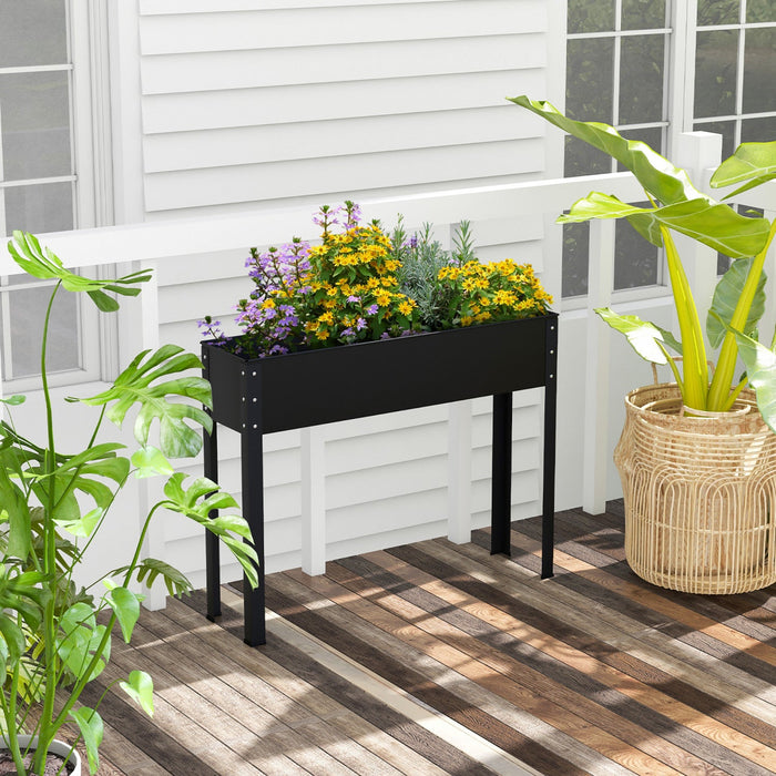 Costway 40" Raised Garden Bed With Legs Metal Elevated Planter Box Drainage Hole Backyard